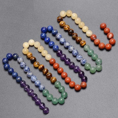 HAAMIIQII 60pcs 6mm 7 Chakra Natural Stone Beads Polished Round Loose Gemstone Beads for Jewelry Making Strand 15 Inch — view 4