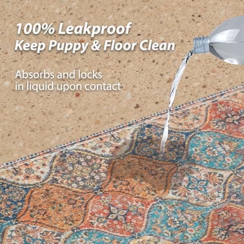 nunubaby Washable Pee Pads for Dogs, Stylish, Non-Slip and Leak-Proof Pee Mat. Ultra-Absorbent Reusable Potty pad for Crates and Floors.(Cream/Multi, 18" x24" ) — view 2