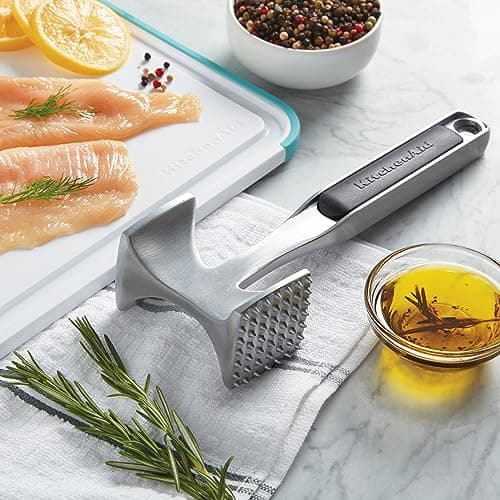 KitchenAid Gourmet Multi Sided Meat Tenderizer for Pounding Meats, Nuts, Shellfish, ect, Hang Hole for Easy Storage, Hand Wash, One Size, Black — view 6