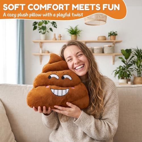 Farting Poop Plush Pillow with Sound – 20 Hilarious Fart Sounds, Soft & Durable Gag Gift for Friends, Coworkers & Prank Lovers, Fun Home Office Party Decoration — view 4