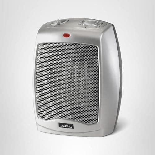 Lasko Desktop Electric Ceramic Space Heater with Adjustable Thermostat, 2 Heat Settings and Fan Only Mode, 9.2 Inches, Silver, 754200 — view 9