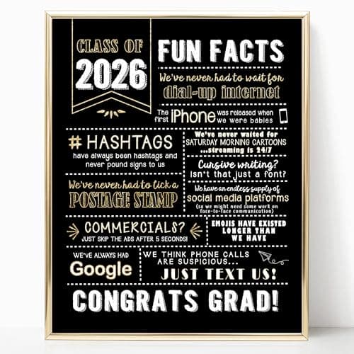 Katie Doodle 2026 Graduation Decorations - (Made in USA) - Class of 2026 Decorations, Graduation Gifts for Her, Him, High School Centerpiece - Includes 1 Premium Printed Sign, 8x10 inch (Unframed)