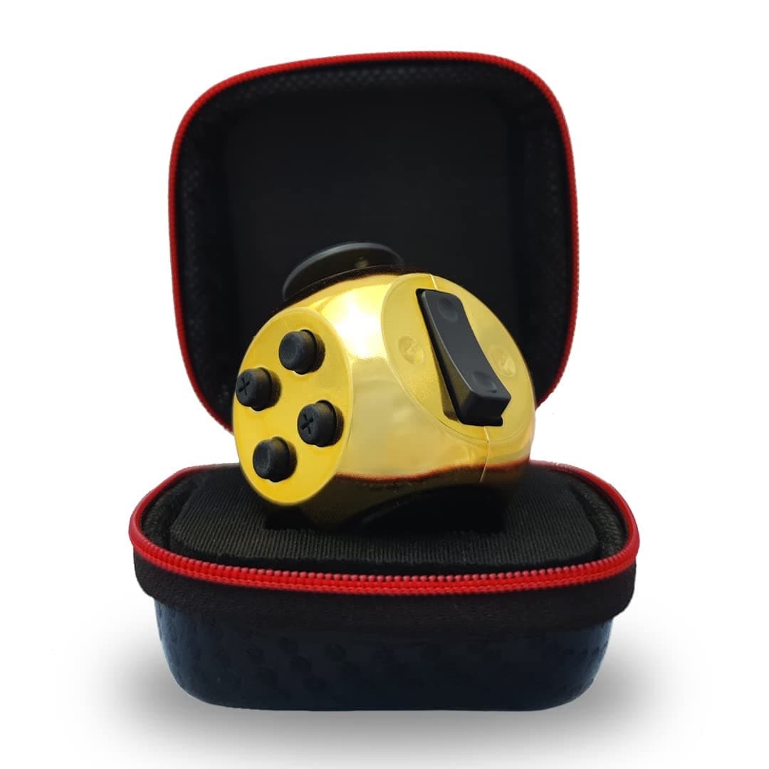 PILPOC theFube Cubo Antiestrés Fidget Cube - Juguetes Sensoriales Adultos y Niños - Juguetes Antiestrés Ansiedad, TDAH, Autismo - Fidget Toy con Lados Silenciosos y Lados de Clics [Negro y Dorado]