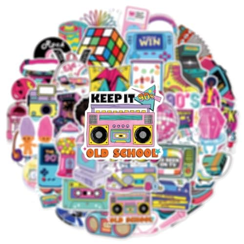 50PCS 80s 90s Stickers, Waterproof Vinyl Retro Nostalgic Decals for Skateboard, Laptop, Phone Case, Luggage - Classic Old School Decor for Teens, Adults, Boys, Girls(8090) — view 5