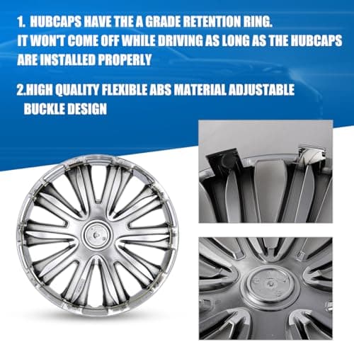 Winjet Universal Wheel Cover Replacement R17 Hub Caps Automotive Universal Wheel Rim Cover Compatible with Most Car Truck SUV [Only Fit Iron Hub - Steel Wheel] (17 Inch Hubcaps Set of 4, Chrome) — view 3