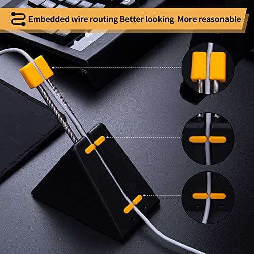 HOTLINEGAMES [NEW] Mouse Bungee, Mouse Cord Clip Cord Management System Fixer Holder for Esports FPS Game (Black-Orange) — view 2