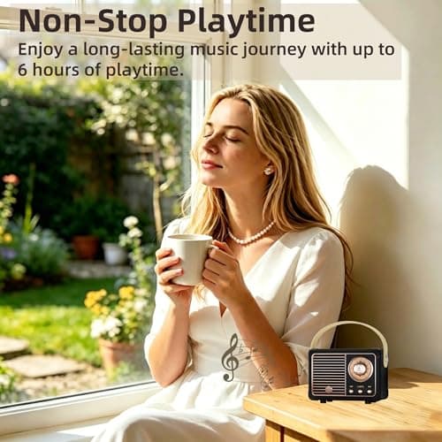 Baolira Retro Bluetooth Speaker, Portable Wireless Speaker with Crystal Clear Stereo Sound and Rich Bass,Retro Decor for Desk Bedroom Kitchen, Birthday Gifts for Women Men Teens (Black) — view 3