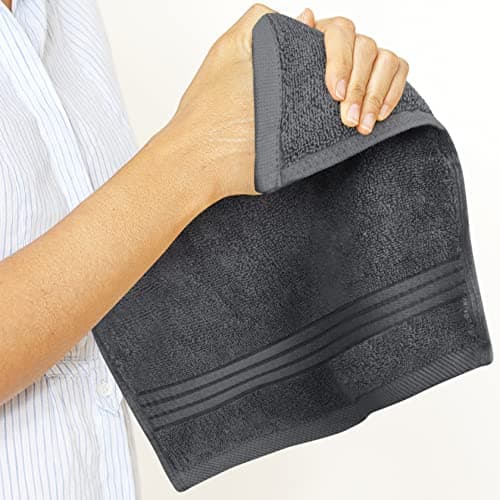 Utopia Towels 12 Pack Premium Wash Cloths Set, 12 by 12 Inches, 100% Cotton Ring Spun, Highly Absorbent and Soft Feel Washcloths for Bathroom, Spa, Gym, and Face, Grey — view 3