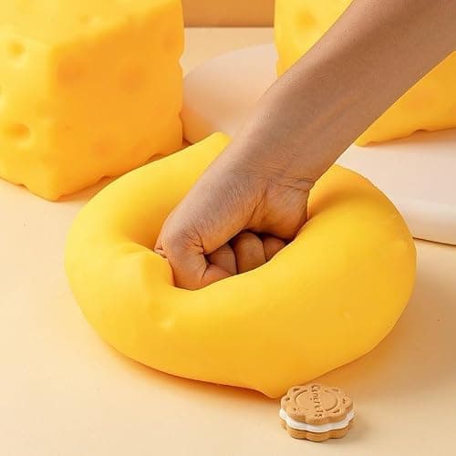 Yellow Cheese Squishy Toy Slow Rising Soft Squeeze Fidget Toy Stress Relief Sensory Desk Toy for Kids Adults Cute Party Gift — view 5