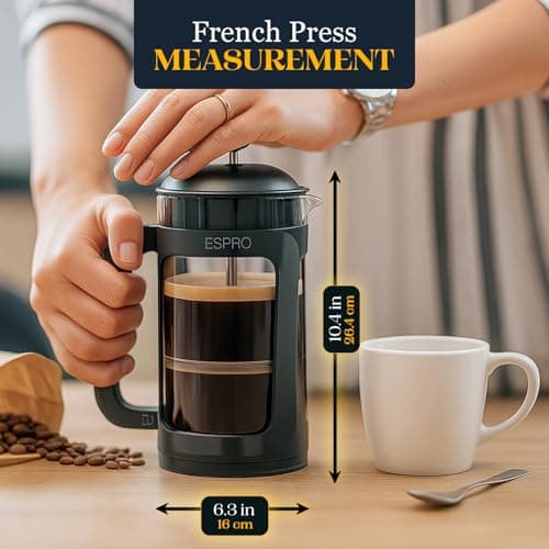 ESPRO P3 French Press Coffee Maker, 32oz, Black, Double Micro Filter Press