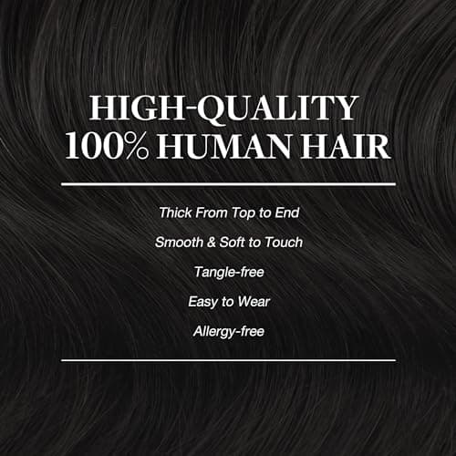 GOO GOO Clip in Hair Extensions Real Human Hair, Remy Human Hair Extensions Clip ins for Women, Natural Human Hair, 20inch 120g 7Pcs, 1B Natural black — view 3