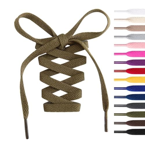 Handshop 2Pair Flat Shoelaces 5/16" - Shoe Laces Replacements For Sneakers and Athletic Shoes Boots Army Green 76cm