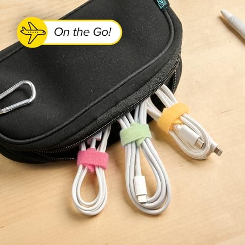 Self-Gripping Cable Ties by Wrap-It Storage, Macaron, 40 Pack (5 Inch and 8 Inch Straps) – Reusable Hook and Loop Cord Wraps for Home Office Desk Organization — view 8