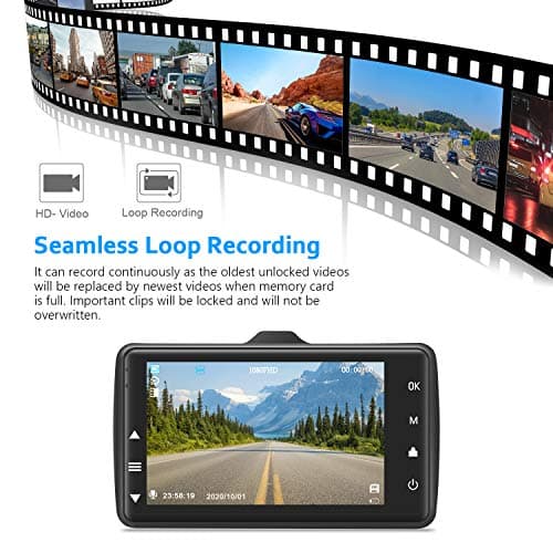 Dash Cam Front with 32G SD Card, BOOGIIO 1080P FHD Car Driving Recorder 3'' IPS Screen 170°Wide Angle Dashboard Camera Aluminum Alloy Case, WDR G-Sensor Parking Monitor Loop Recording Motion Detection — view 5