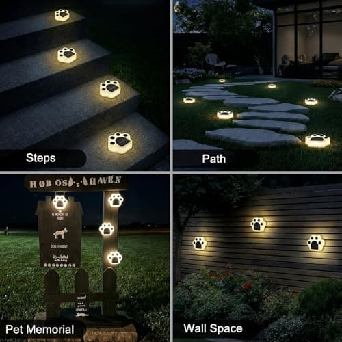 Solar Paw Print Lights 4 Pack, Outdoor Waterproof Solar Garden Lights, Lawn Patio Pathway Decorative Lights, Pet Dog Lovers Gifts for Women Mom Mother's Day — view 5