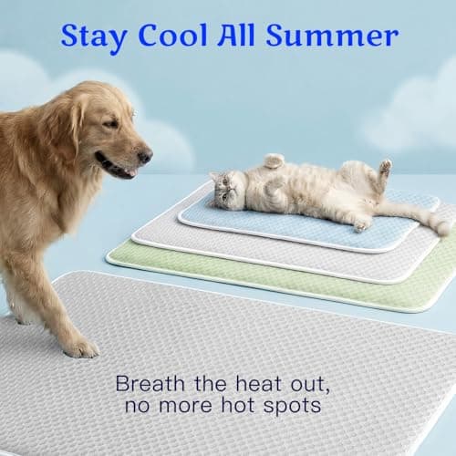 Mora Pets Dog Cooling Mat Instant Self Cooling Pad for Dogs & Cats Breathable Washable Summer Pet Cool Mat Indoor Outdoor, Puppy Cold Blanket for Floor Crate Car Travel Use Medium 36'' x 27'' Grey — view 5
