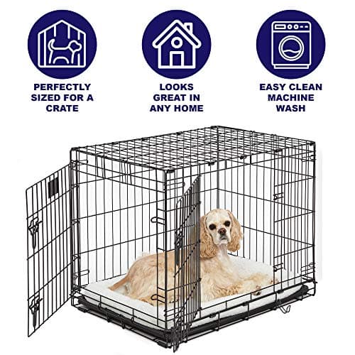 Midwest Homes for Pets 42.8cm x 30.5cm x 7cm White Fleece Dog Bed, Comfortable Bolster Dog Bed, Fits a 45.72cm Long Dog Crate, Easy Maintenance Machine Wash and Dry, White, Model 40218 — view 2
