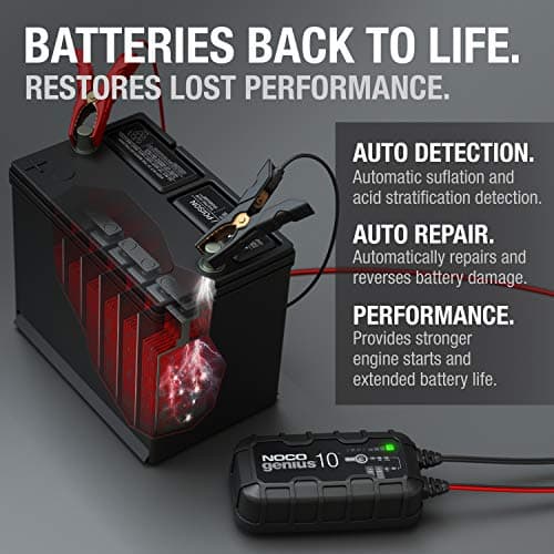 NOCO GENIUS10: 10A 6V/12V Smart Battery Charger – Automatic Maintainer, Trickle Charger & Desulfator with Overcharge Protection & Temperature Compensation – for Lead-Acid & Lithium Batteries — view 5