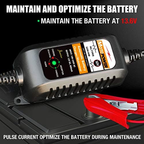 MOTOPOWER MP00205A 12V 800mA Automatic Battery Charger, Battery Maintainer, Trickle Charger, and Battery Desulfator — view 4