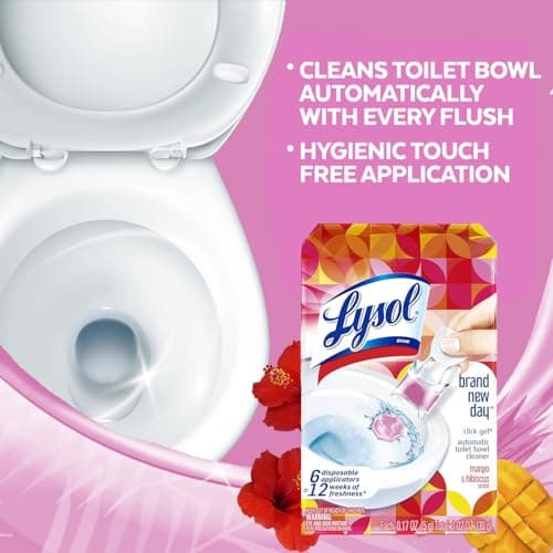 Lysol Click Gel Automatic Toilet Bowl Cleaner, Toilet Gel Stamp, Toilet Freshener, Bathroom Essentials, Refreshing Mango & Hibiscus Scent, 6 Count (Pack of 1) — view 5