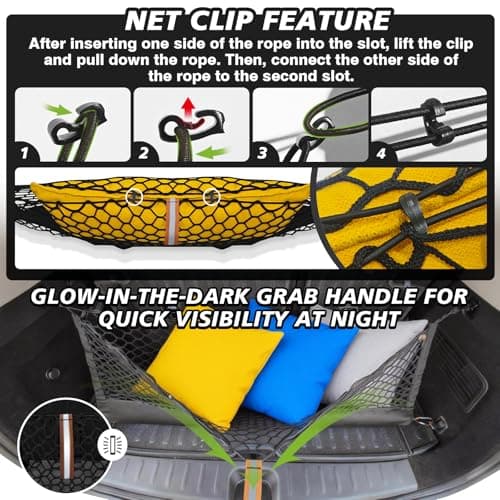 Muslogy Truck Bed Cargo Net Compatible with Chevy Silverado & GMC Sierra 2019-2025 Accessories Storage Organizer Pickup Truck Bed Envelope Style Cargo Net with Heavy Duty Carabiners — view 7
