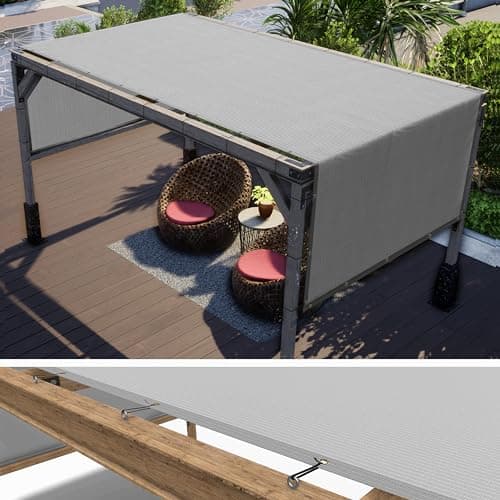 ColourTree 12' x 20' Grey Pergola Sun Shade Canopy Replacement Cover UPF50, Commercial Grade 260 GSM Cloth for Outdoor Patio, Garden, Backyard (We Make Custom Size)