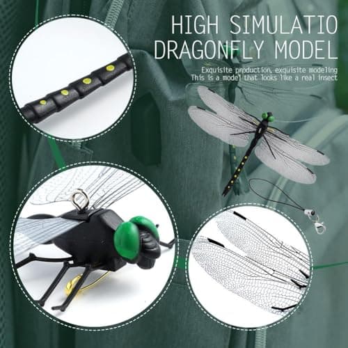20Pcs Artificial Dragonfly Hat Clip,Dragon Fly Clips for Bugs,Realistic Fake Dragonflies Fly Repelling Supplies,Simulated Dragonfly Keychain Attach to Backpack Hat — view 2