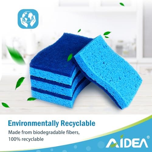 AIDEA Sponges Kitchen, Non Scratch Scrub Sponge, 6Count, Sponges for Non Stick Cookware, Cleaning Sponge for Dishes, Cleans Fast Without Scratching, Cleaning Power for Kitchen, Bathroom, Household — view 6