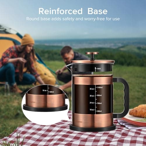 QUQIYSO French Press Coffee Maker 51oz, Large French Press, Thickened Glass — view 3
