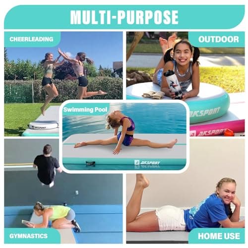 AKSPORT 10ft 13ft 16ft 20ft Air Track Tumbling Mat for Gymnastics Inflatable Airtrack Floor Mats with Electric Air Pump for Home Use Cheerleading Training — view 5
