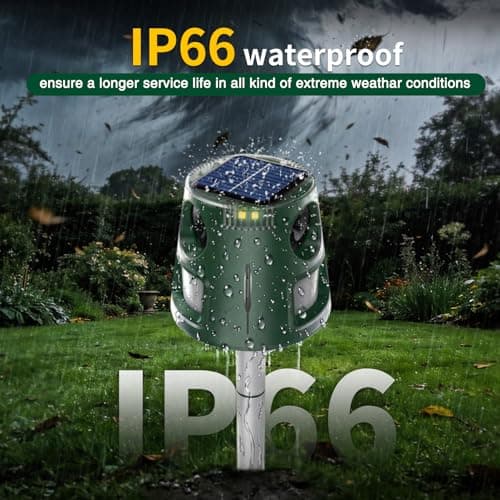 Ultrasonic Animal Repellent Outdoor, Solar Power Cat Rodent Raccoon Repeller, Squirrel Skunk Control Device with Motion Sensor and FIashing Light, Waterproof Rabbt Snake Deterrent for Outdoor — view 3