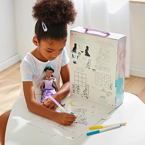 Disney Store Official Jasmine Story Doll - 28cm - Includes Colouring Book and Additional Dress, Princess Doll in Classic Dress, Disney Princess Toys — view 3