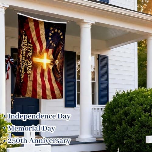 250 Anniversary USA Flag, Double Sided Waterproof Patriotic Eagle Cross Flag 1776-2026, Christian Outdoor Yard Decor (3x5ft) — view 3