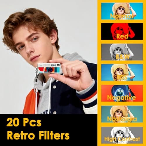 Mini Digital Camera with 32GB Micro SD Card, Retro Camera, FHD 1080P Video Recording & Photo Shooting, 20 Retro Filters, Pocket Mini Camera Keychain, Pendant Gift for Kids Teens Beginners — view 3