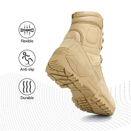 NORTIV 8 Men's Military Tactical Combat Boots Motorcycle Hiking Side Zip Work Boots RESPONSE,Size 11,Sand,RESPONSE — view 5