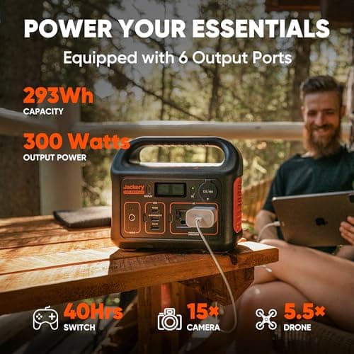 Jackery Portable Power Station Explorer 300, 293Wh Backup Lithium Battery, 110V/300W Pure Sine Wave AC Outlet, Solar Generator for Outdoors Camping Travel Hunting Blackout (Solar Panel Optional) — view 4