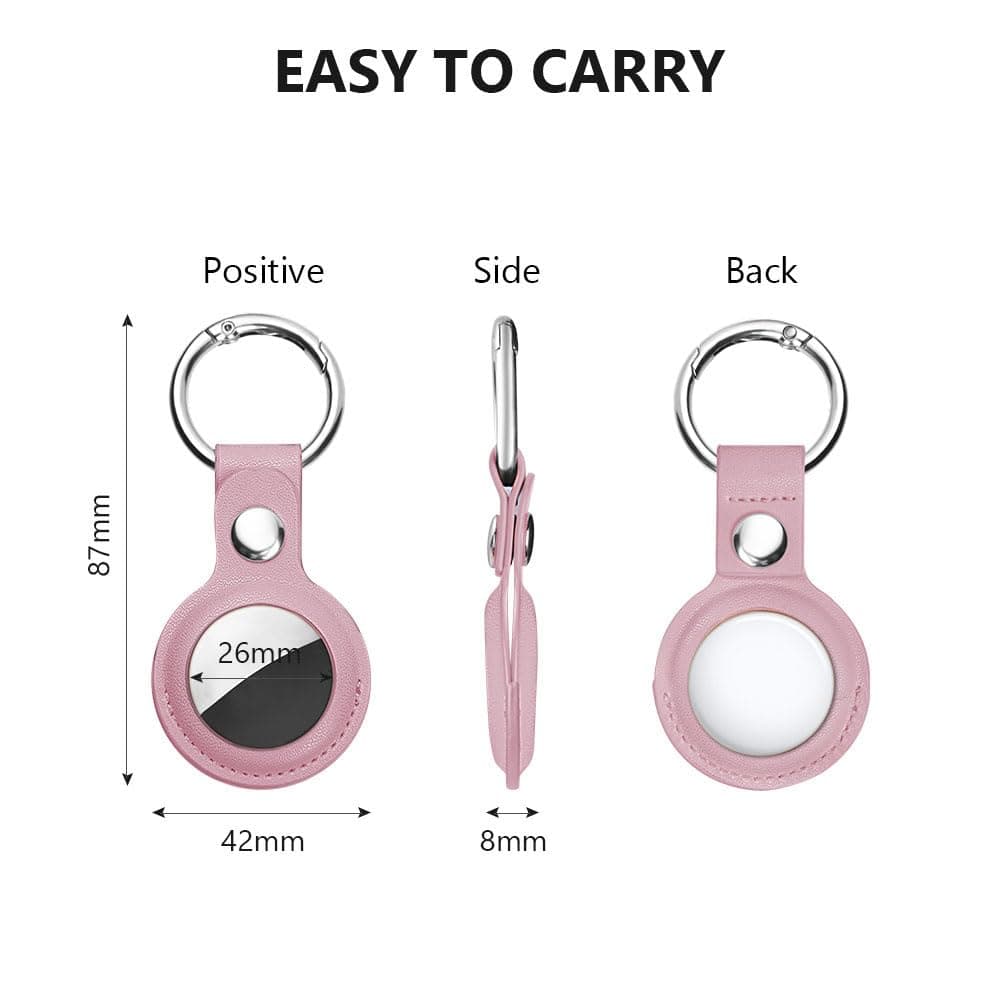 Ainiv Protective Case for Apple Airtags, 1 Pack Pink PU Leather Keyring Case, Tracker Cover for AirTags, Pet Dog Cat Collar Locator Tracker Cover, Key Finder Case for AirTag — view 2