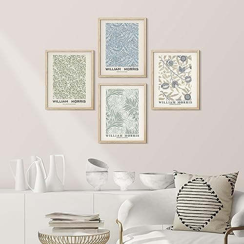 SIGNWIN Framed Poster William Morris Blue & Green Floral Pattern Wilderness Nature Illustrations Fine Art Decorative Country/Farmhouse Vintage for Living Room, Bedroom, Office - 11"x14"x4 Natural