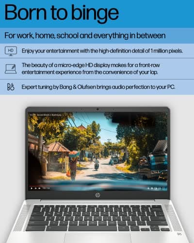 HP Chromebook 14 Laptop, Intel Celeron N4120, 4 GB RAM, 64 GB eMMC, 14" HD Display, Chrome OS, Thin Design, 4K Graphics, Long Battery Life, Ash Gray Keyboard (14a-na0226nr, 2022, Mineral Silver) — view 2