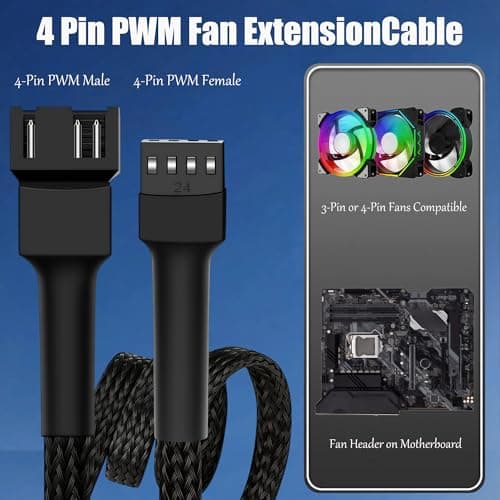 12" PWM Fan Extension Cable - 4 Pin, 30cm (10pcs) — view 4