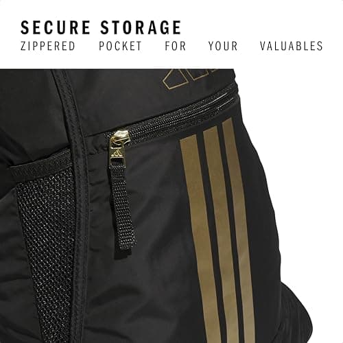 adidas Alliance Sackpack – Drawstring Backpack for Sports, Small Gym Bag, Black/Gold Metallic/3, OSFA — view 2