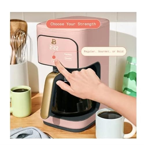 Beautiful 12-Cup Programmable Drip Coffee Maker by Drew Barrymore (Rose Pink)