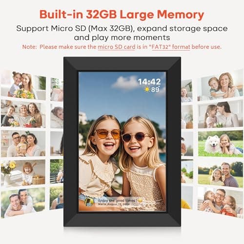 Frameo 10.1 Inch WiFi Digital Picture Frame with 32GB Memory, 1280 x 800 IPS Touch Screen Smart Electronic Photo Frame, Wall Mountable, Auto-Rotate, Share Photos/Videos Via Frameo App from Anywhere — view 2