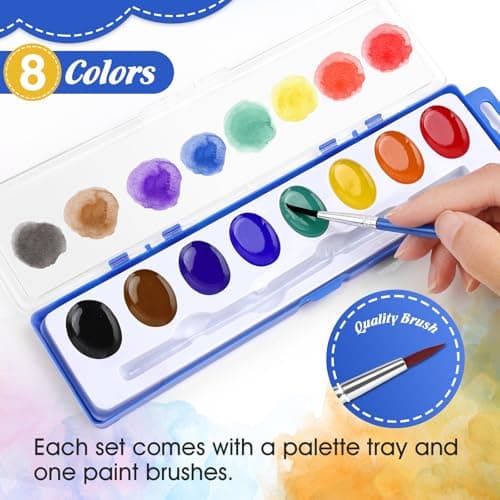 20 Pack Watercolor Paint Set Bulk for Kids, 8 Colors Washable Water Colors