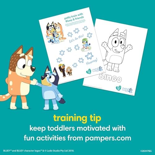 Pampers Easy Ups Girls & Boys Potty Training Pants, Size 7 (5T6T), Bluey Absorbent Training Underwear, Up to 100% Leakproof Day and Night, Hypoallergenic, 1 Pack (Count of 70) — view 7
