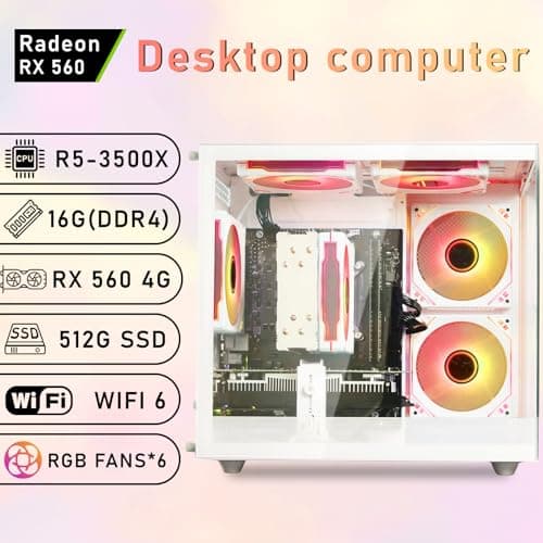 suevery Pre Built Gaming PC, White Tower