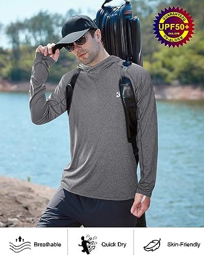 Roadbox UPF 50+ Fishing Shirts for Men Long Sleeve UV Sun Protection Hoodie Outdoor Hiking Shirts — view 4