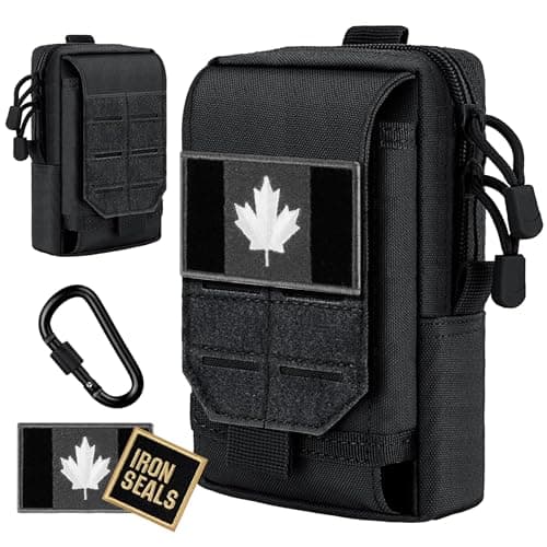 IronSeals Molle Pouch Multi-Purpose Tactical Compact Water-Resistant Utility Pouch with CA Flag Patch and D-Ring Gear Clip