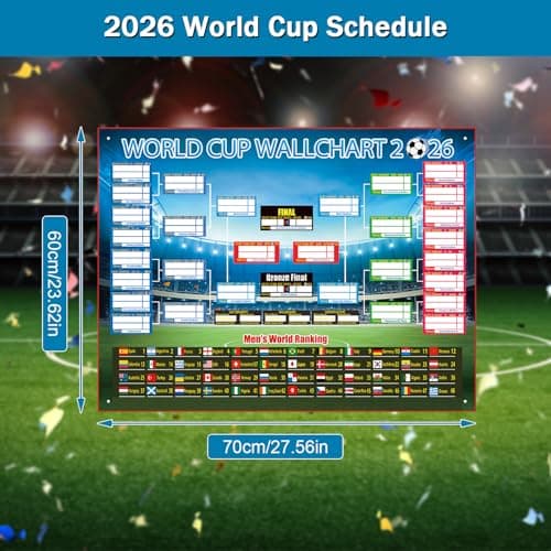 2026 World Cup Bracket Poster Black 27.6x23.6 Inches Wall Soccer Game Tracker Map for Watch Party Bar Home Decor