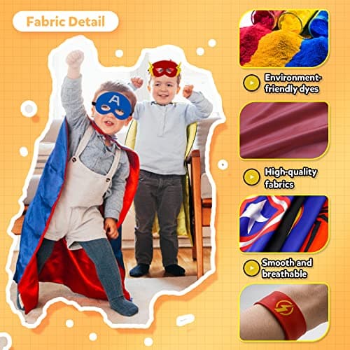 Kids Costumes 8PCS Superhero Capes Set and Slap Bracelets for Boys, Girls Dress Up Party Favors (8PCS for Boys, Girls) — view 3